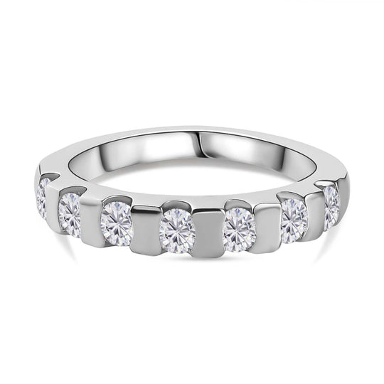Moissanit Ring, 925 Silber platiniert, (Größe 20.00) ca. 0.71 ct