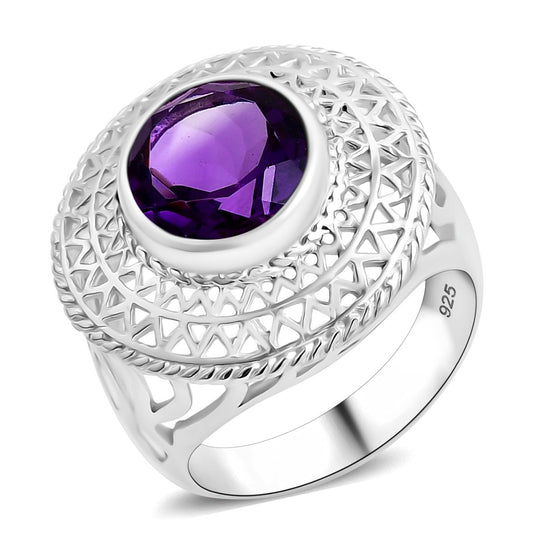 Royal Bali - Afrikanischer Amethyst Ring 925 Silber (Größe 17.00) ca. 6.18 ct