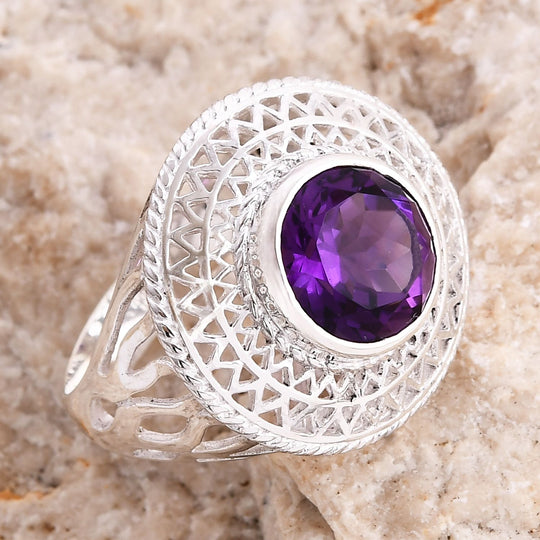 Royal Bali - Afrikanischer Amethyst Ring 925 Silber (Größe 17.00) ca. 6.18 ct