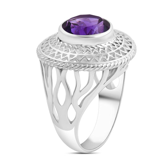 Royal Bali - Afrikanischer Amethyst Ring 925 Silber (Größe 17.00) ca. 6.18 ct