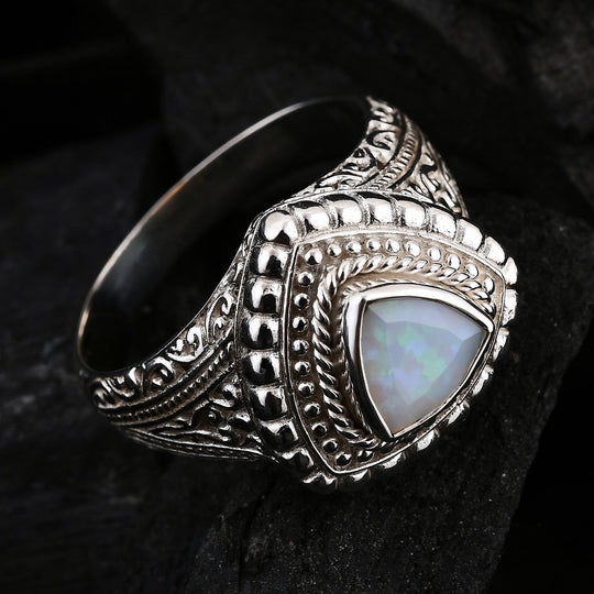 Royal Bali - Natürlicher, äthiopischer Welo Opal Ring 925 Silber (Größe 20.00) ca. 1.02 ct