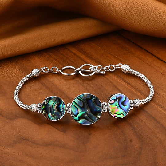 Abalone Muschel, Koralle Armband ca. 20 cm 925 Silber