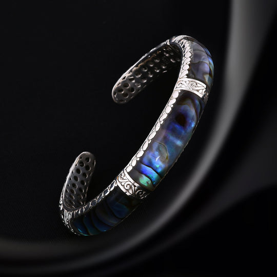 Royal Bali - Abalone Muschel Armreif ca. 19 cm 925 Silber, 26,940g