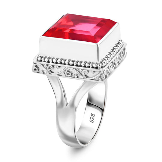 Padparadscha Quarz Triplette Ring 925 Silber (Größe 18.00) ca. 19,33 ct