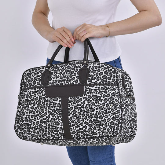 Stilvolle Leoparden-Print Reisetasche, Maße 50x19x33 cm, Braun