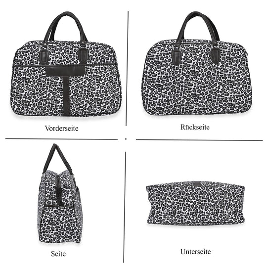 Stilvolle Leoparden-Print Reisetasche, Maße 50x19x33 cm, Braun