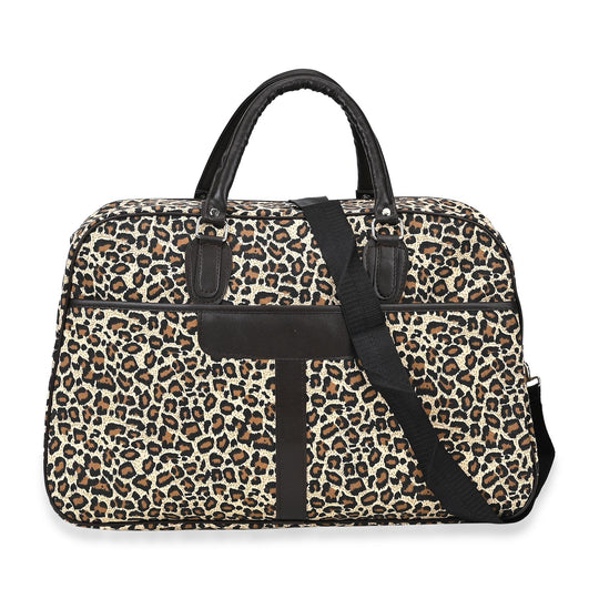 Stilvolle Leoparden-Print Reisetasche, Maße 50x19x33 cm, Braun