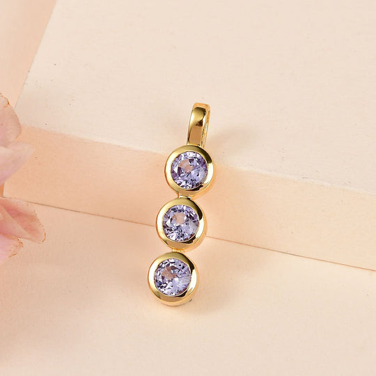 Labor erstellt Alexandrit Anhänger 925 Silber Gelbgold Vermeil ca. 2,01 ct.