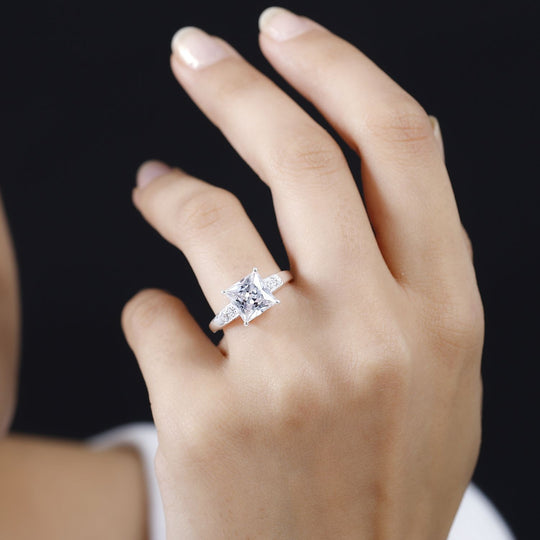 LUSTRO STELLA - Weißer Zirkonia Ring, 925 Silber, (Größe 20.00)
