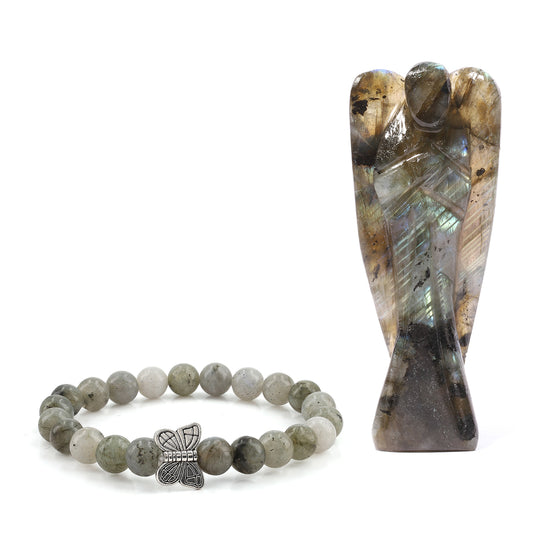 2er Set - Schutzengel aus Aventurin und Energie-Armband, Handgefertigt