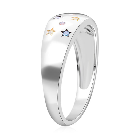 Roter Diamant P, Blauer Diamant Ring 925 Silber platiniert (Größe 20.00) ca. 0.15 ct