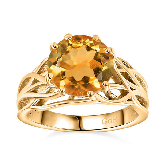 AA Citrin Ring, Messing, (Größe 17.00) ca. 3.37 ct