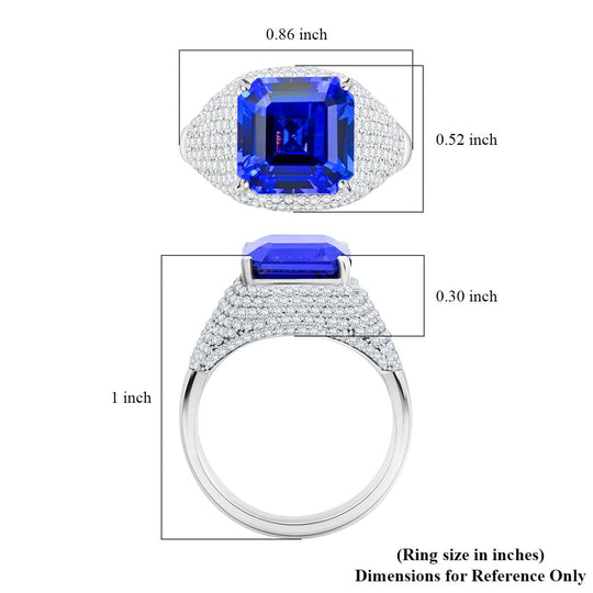 AAAA Tansanit, Weißer Diamant Ring 950 Platin (Größe 19.00) ca. 6,65 ct
