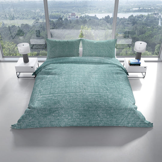 Meliertes Bettwäsche-Set aus hypoallergener und atmungsaktiver Mikrofaser, Bettbezug 135x200 cm, Kopfkissen 80x80 cm, beige