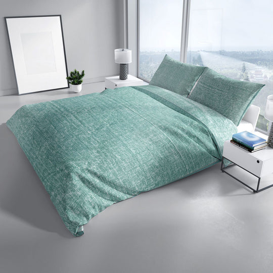 Meliertes Bettwäsche-Set aus hypoallergener und atmungsaktiver Mikrofaser, Bettbezug 135x200 cm, Kopfkissen 80x80 cm, beige
