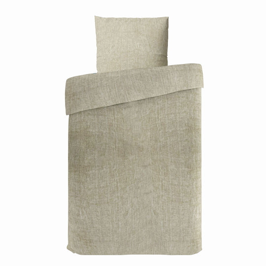 Meliertes Bettwäsche-Set aus hypoallergener und atmungsaktiver Mikrofaser, Bettbezug 135x200 cm, Kopfkissen 80x80 cm, beige