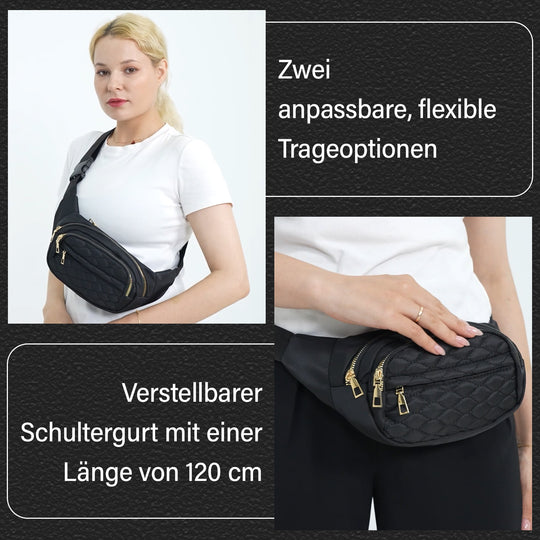 Multifunktionale RFID-geschützte Nylon Gürteltasche mit Schnellverschluss, 36x4x13cm, Rosa