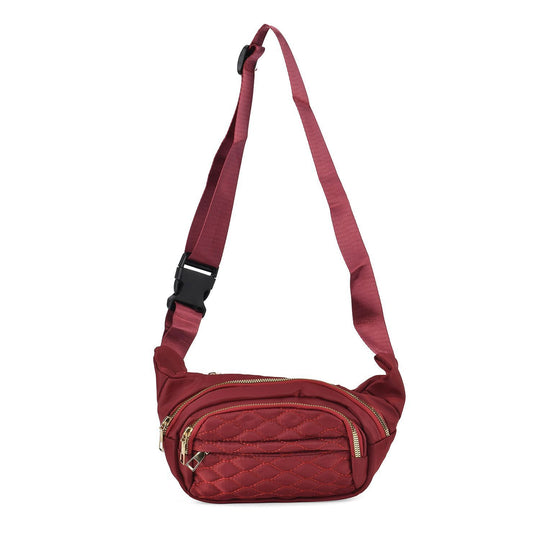 Multifunktionale RFID-geschützte Nylon Gürteltasche mit Schnellverschluss, 36x4x13cm, Rosa