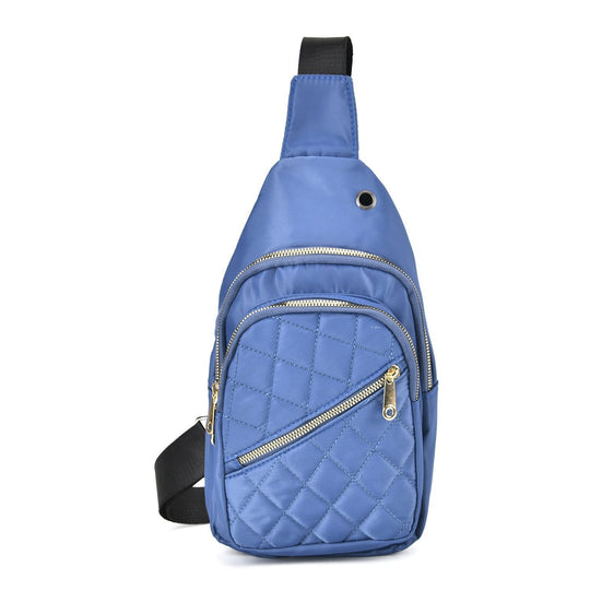 Stepp-Slingtasche mit RFID-Schutz und Kopfhöreröffnung, 17x7,5x30cm, Lachsfarben