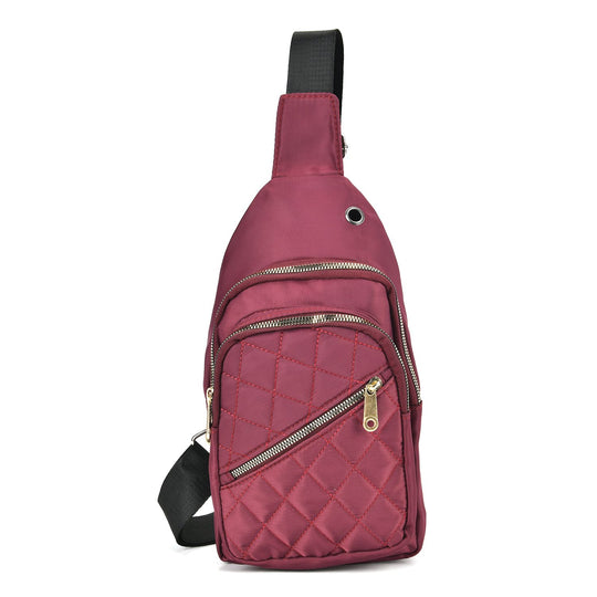 Stepp-Slingtasche mit RFID-Schutz und Kopfhöreröffnung, 17x7,5x30cm, Lachsfarben