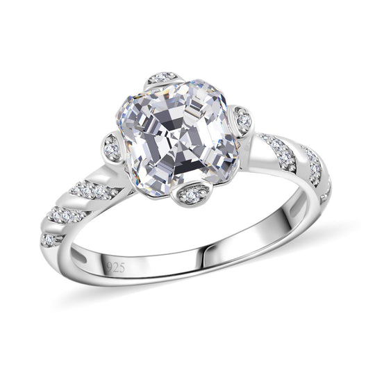 Moissanit Ring, 925 Silber platiniert, (Größe 19.00) ca. 2.88 ct