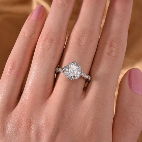 Moissanit Ring, 925 Silber platiniert, (Größe 19.00) ca. 2.88 ct