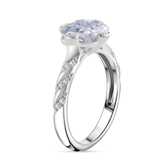 Moissanit Ring, 925 Silber platiniert, (Größe 19.00) ca. 2.88 ct