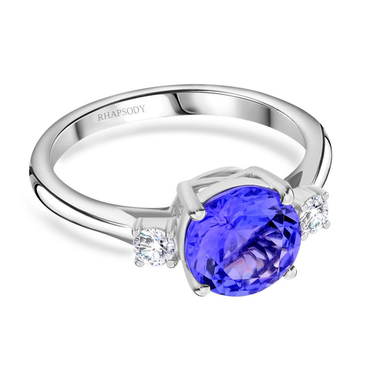 Rhapsody AAAA Tansanit, Weißer Diamant AGI zertifiziert Ring 950 Platin (Größe 20.00) ca. 2.00 ct