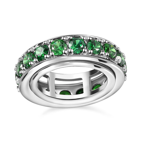 LUSTRO STELLA - Grüner Zirkonia Spinning Ring, platiniert (Größe 17.00)