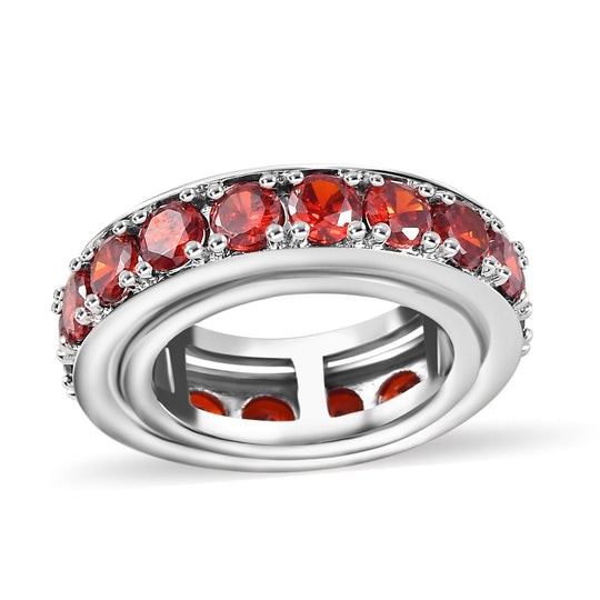 LUSTRO STELLA - Granat Zirkonia Spinning Ring, platiniert (Größe 18.00)