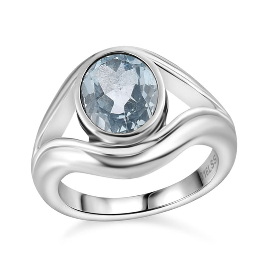 Himmelblauer Topas Ring, Edelstahl ca. 2.81 ct