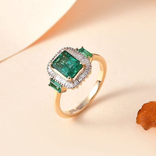 AAA Kagem Sambischer Smaragd Ring, 585 Gold (Größe 21.00) ca. 2.18 ct