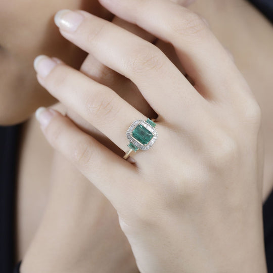 AAA Kagem Sambischer Smaragd Ring, 585 Gold (Größe 21.00) ca. 2.18 ct