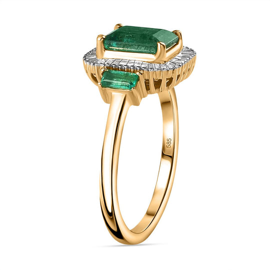 AAA Kagem Sambischer Smaragd Ring, 585 Gold (Größe 21.00) ca. 2.18 ct