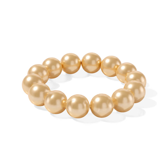 Goldenes Muschelkernperle (15-17mm) flexibles Armband