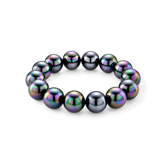 Goldenes Muschelkernperle (15-17mm) flexibles Armband