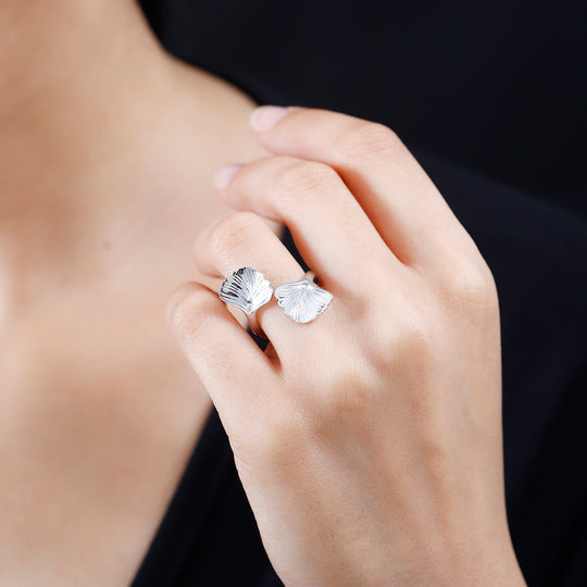 GP Italienische Garten Kollektion - Silbener Blatt-Ring, 925 Silber rhodiniert (Größe 16.00)