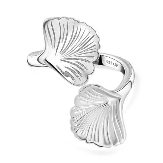 GP Italienische Garten Kollektion - Silbener Blatt-Ring, 925 Silber rhodiniert (Größe 16.00)