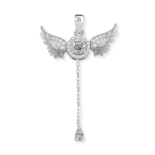 Moissanit Schmetterling Anhänger im Designer-Stil, 925 Silber rhodiniert - 1,85 ct.