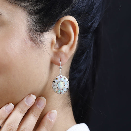 Natürlicher, äthiopischer Welo Opal Ohrringe 925 Silber platiniert ca. 5,87 ct.