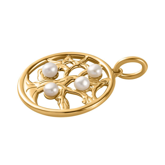 Drilled Süßwasser Perle Anhänger 925 Silber Gelbgold Vermeil ca. 0,95 ct.