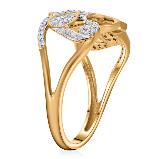 Weißer Diamant Ring, 925 Silber Gelbgold Vermeil (Größe 19.00) ca. 0.33 ct