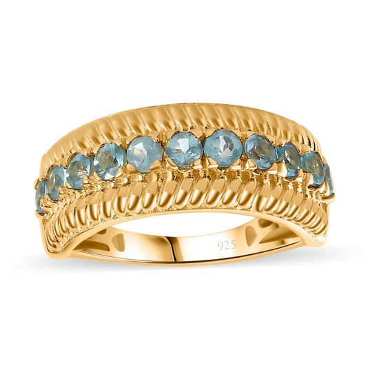 Paraiba-Apatit Ring, 925 Silber Gelbgold Vermeil (Größe 18.00) ca. 0.86 ct