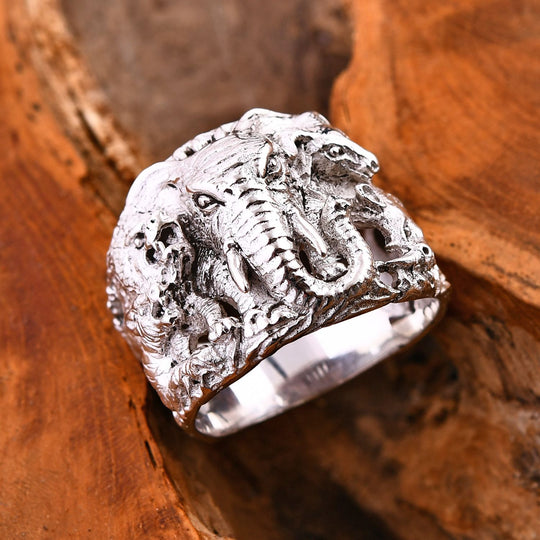 Royal Bali - 925 Silber Elefanten Ring (Größe 17.00) ca. 10,86g