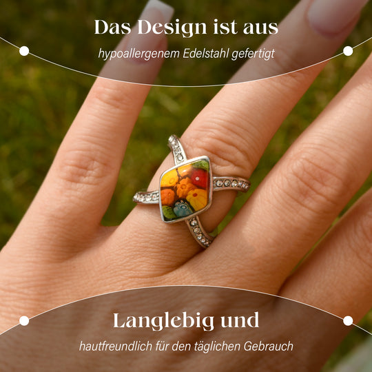Murano-Stil Glas Ring 316L Edelstahl (Größe 17.00)