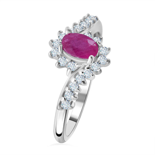 AA Montepuez-Rubin, Weißer Zirkon Ring 925 Silber rhodiniert (Größe 21.00) ca. 1,09 ct