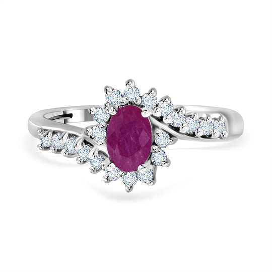 AA Montepuez-Rubin, Weißer Zirkon Ring 925 Silber rhodiniert (Größe 21.00) ca. 1,09 ct