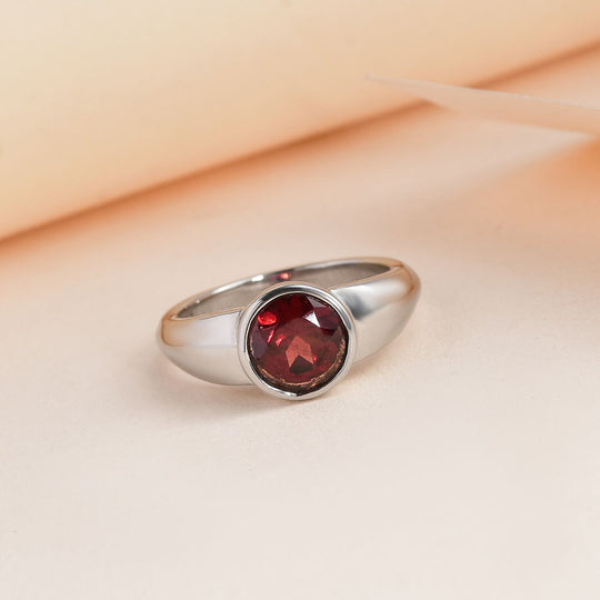 Roter Granat Ring, Edelstahl ca. 1.54 ct