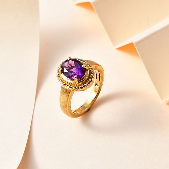 Afrikanischer Amethyst Ring Messing (Größe 20.00) ca. 1,65 ct