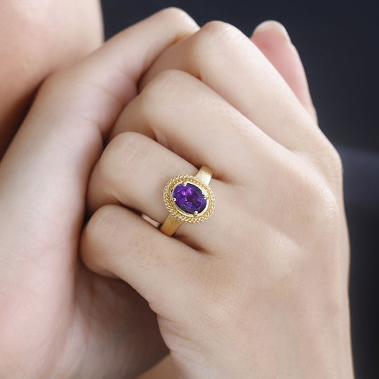 Afrikanischer Amethyst Ring Messing (Größe 20.00) ca. 1,65 ct